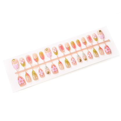 Künstlerisches florales Press-On-Nagel-Set Brehn