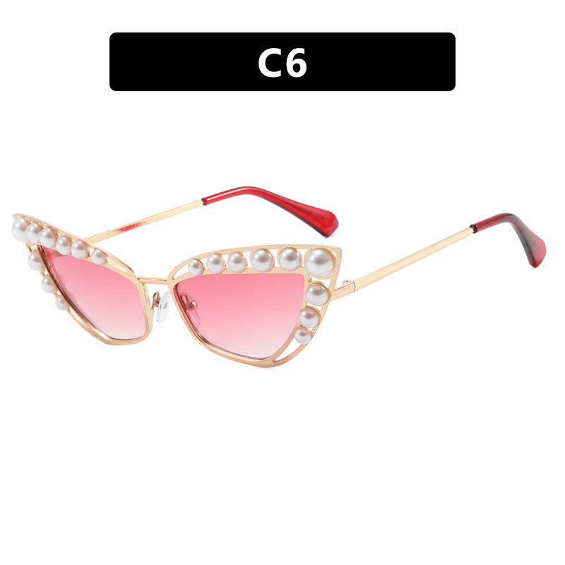 Damen Cat-Eye Sonnenbrille mit exklusivem Perlenspitzen-Rahmen Brehn