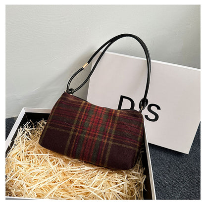 Kariertes Wollmischung Handtasche