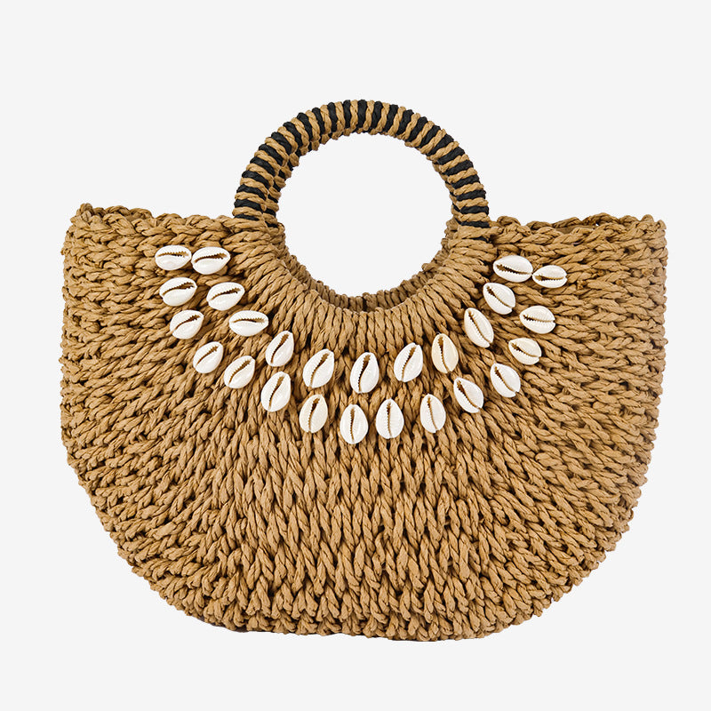 Damen Exklusive Korbtasche mit Muscheldekor Brehn