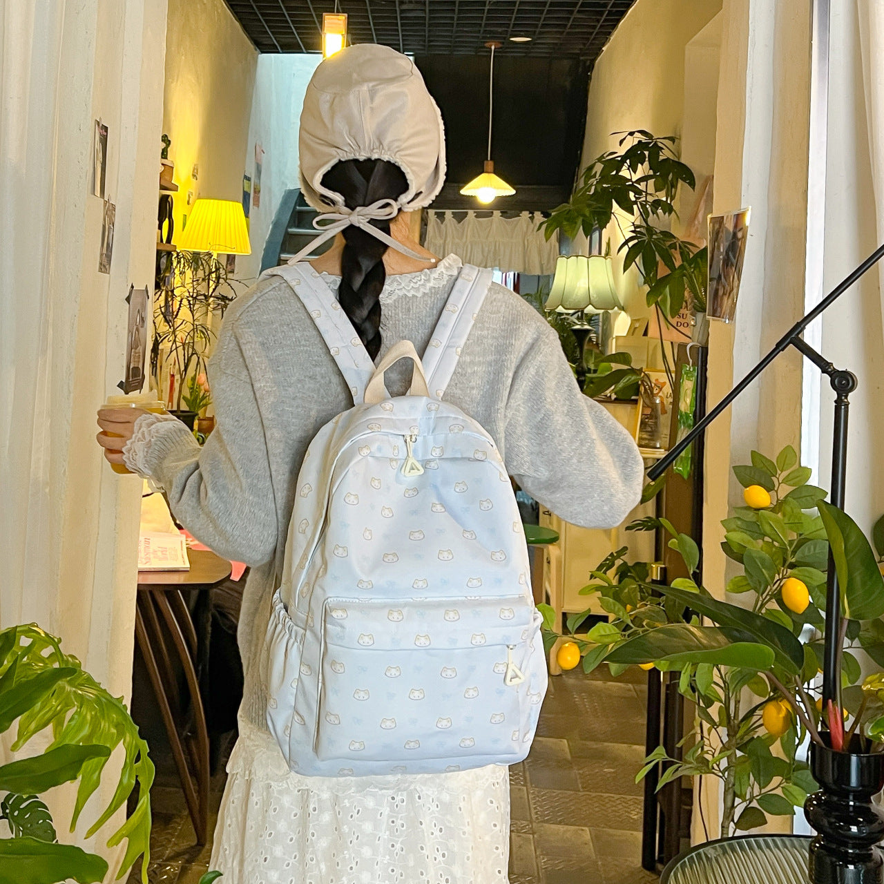 Niedlicher Rucksack mit Aufgesticktem Katzenmotiv Brehn