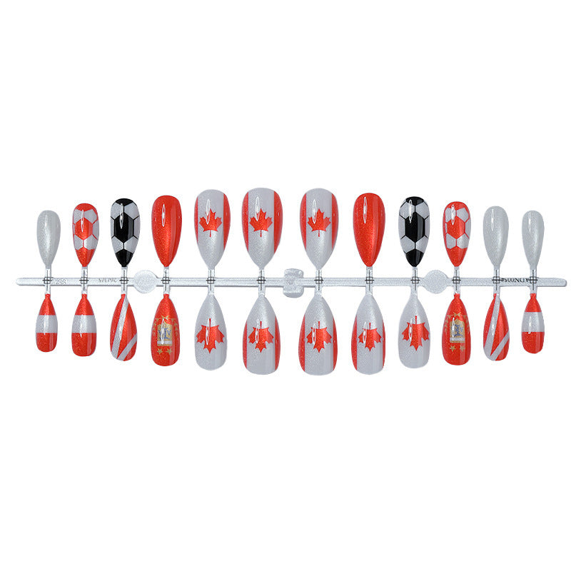 Kreatives Kunstnagelset mit Kanada- und Fußballmotiven Brehn