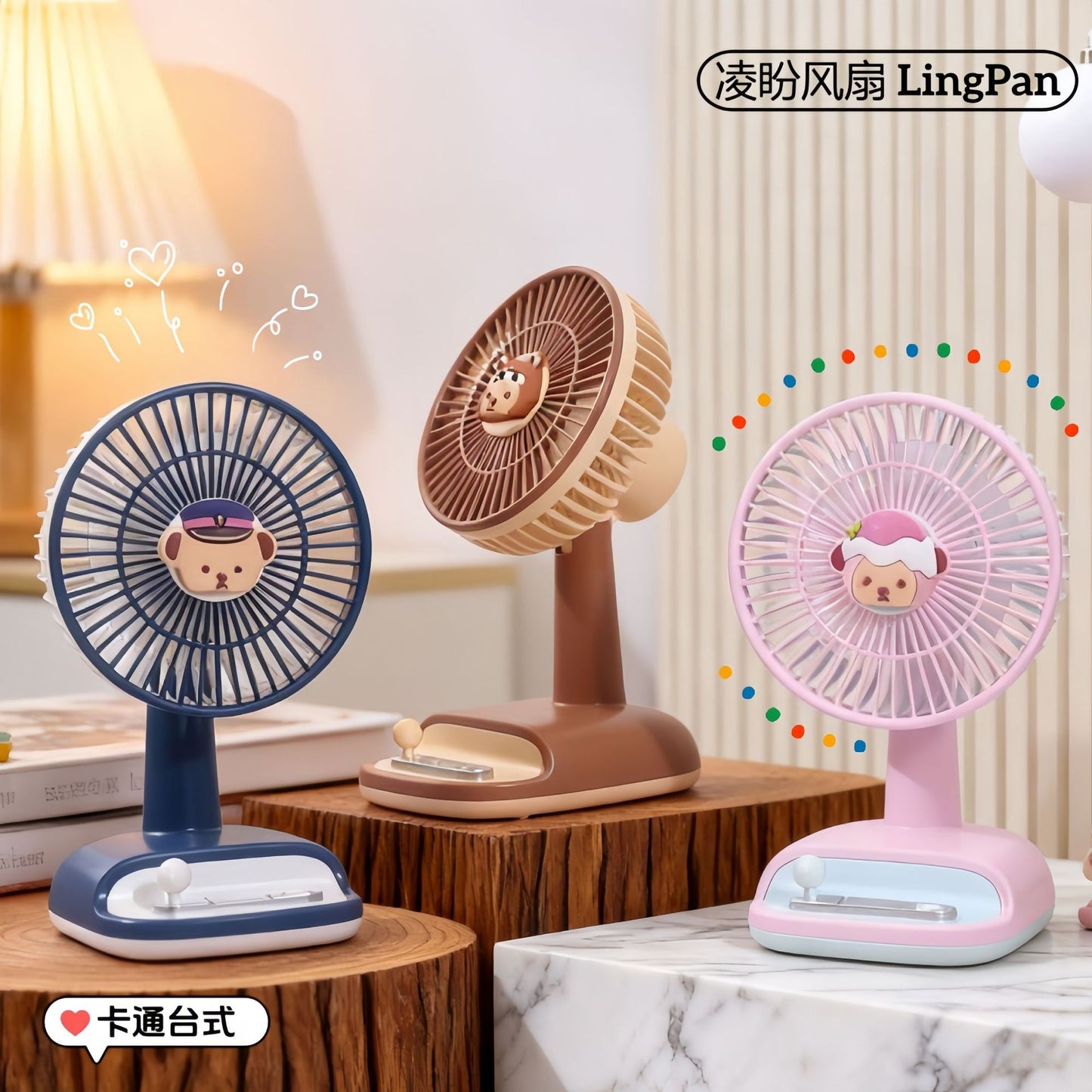 Unisex nan kompakter USB Tischventilator mit wiederaufladbarem Akku, leisem Motor und neigbarem Kopf Brehn