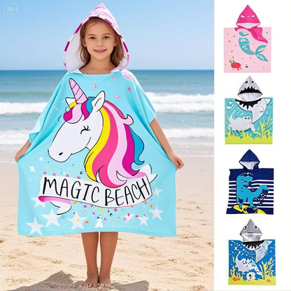 Kinder Haifisch-Design Kapuzenhandtuch Poncho Brehn