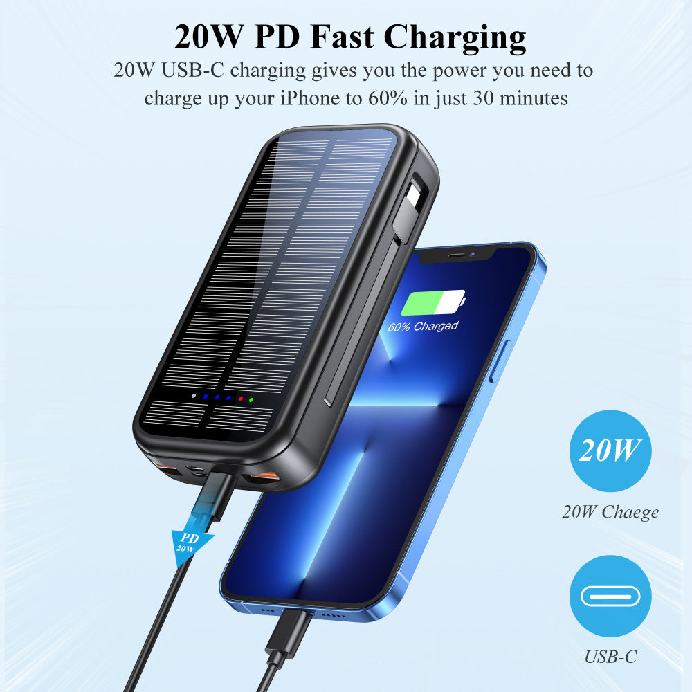 Solarbetriebene Powerbank mit Integrierter Schnellladefunktion Brehn
