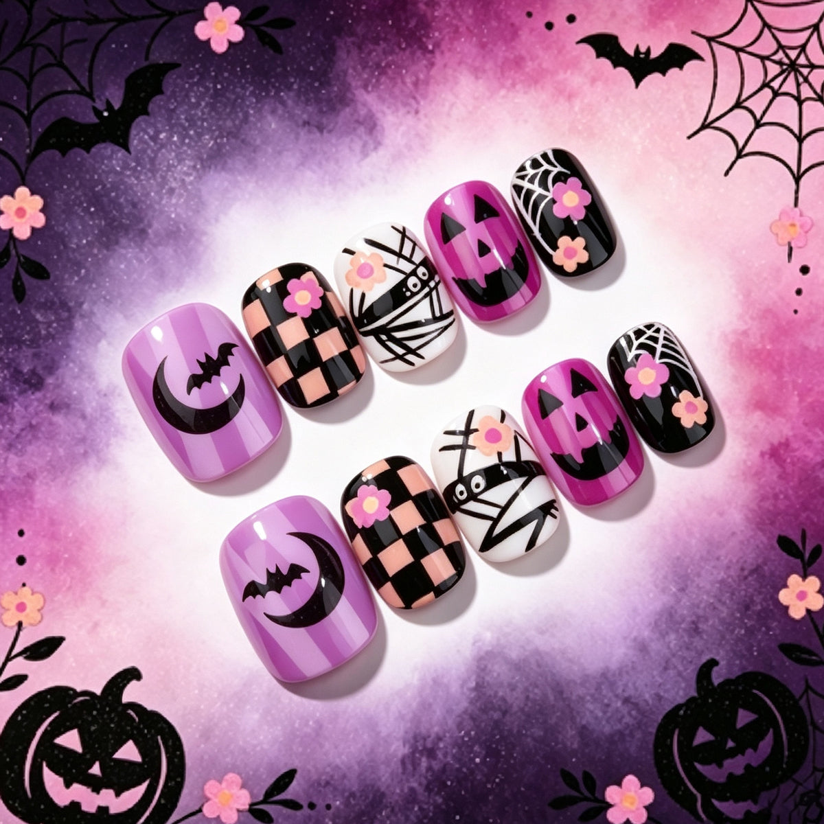 Verspielt Halloween-Themen Press-On Nagelset