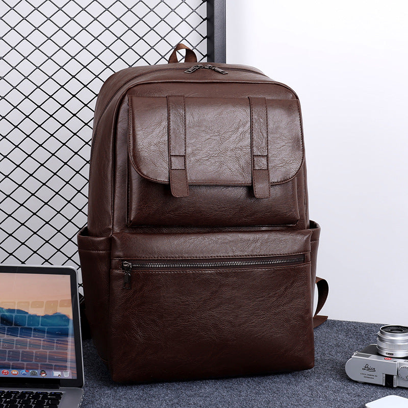 Multifunktionaler Leder Laptop-Rucksack