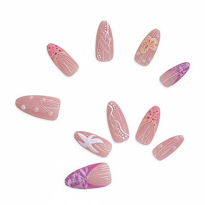 Künstlerisches floral Press-on Nageldesign Brehn