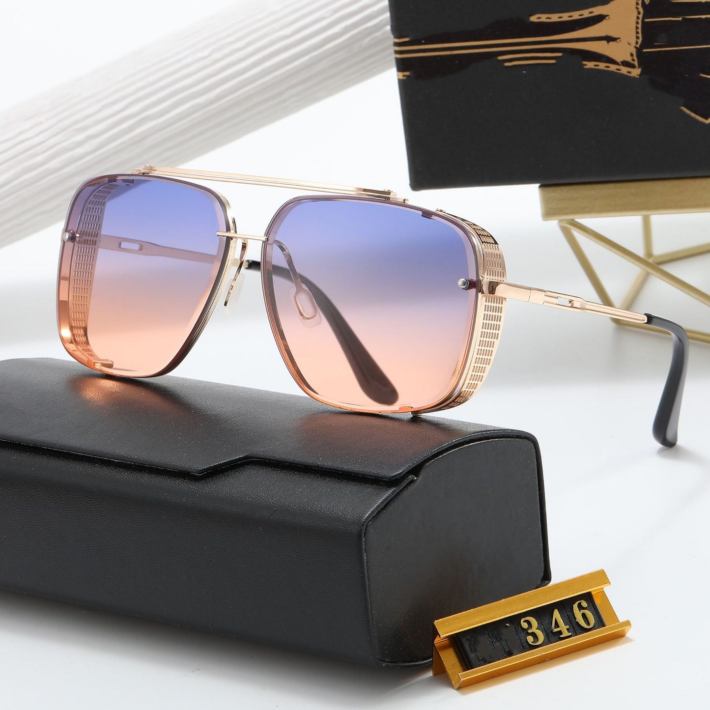 Damen Designer-Sonnenbrille mit stilvollem eckigem Rahmen und UV-Schutz Brehn
