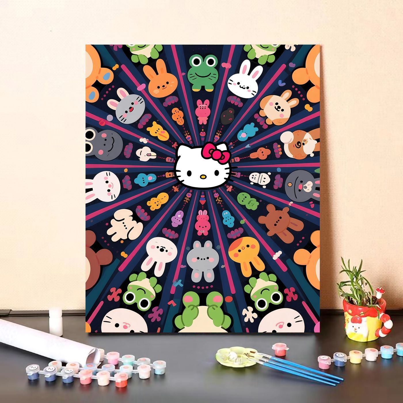 Niedliches Charakter-Paint-by-Numbers-Leinwand-Kunstset Brehn
