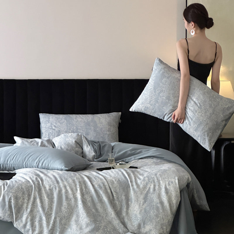 Wendbares Baumwollsatin-Patchwork-Struktur Bettwäsche-Set mit tiefen Passformen und Oxford-Kissenbezügen