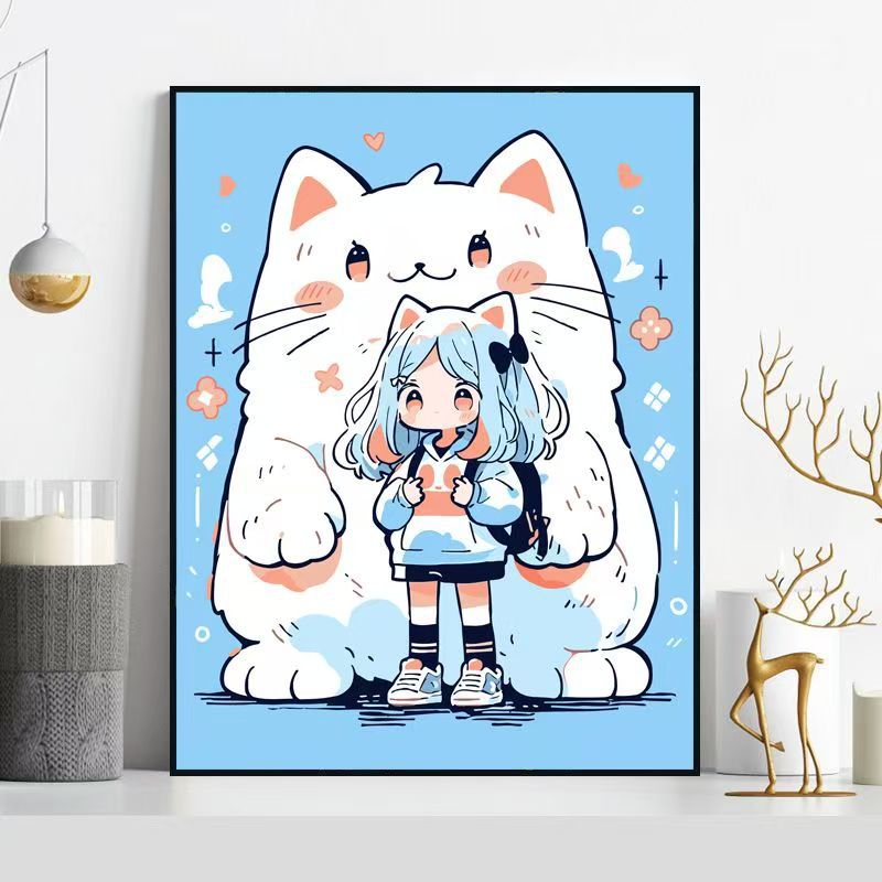 Verspinnende Katzen-Themen-Illustration Wandkunst Brehn