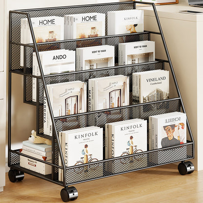 Schräg Mesh Rollender Magazin- und Buchdisplayregal mit Feststellrollen