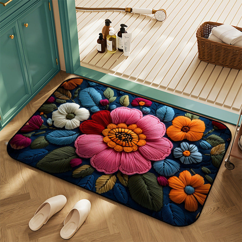 Floraler bestickter Teppich Brehn