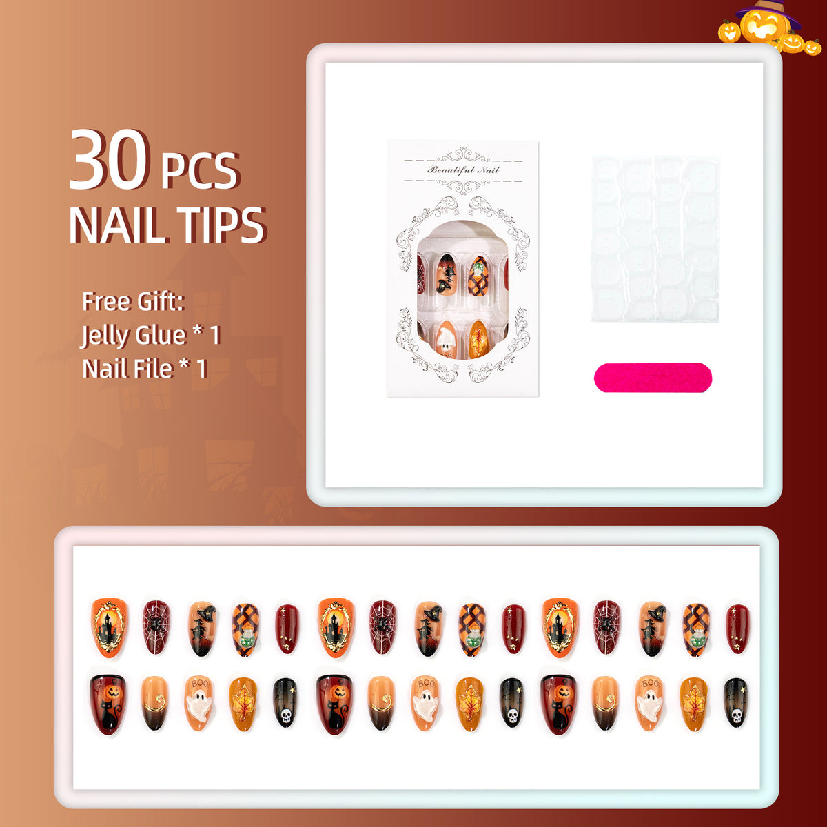 Halloween-Themen Press-On Nail Set 1790738772