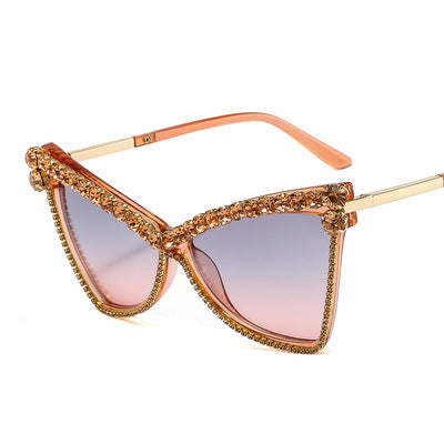 Damen extravagante Oversize-Sonnenbrille mit Schmucksteinen Brehn
