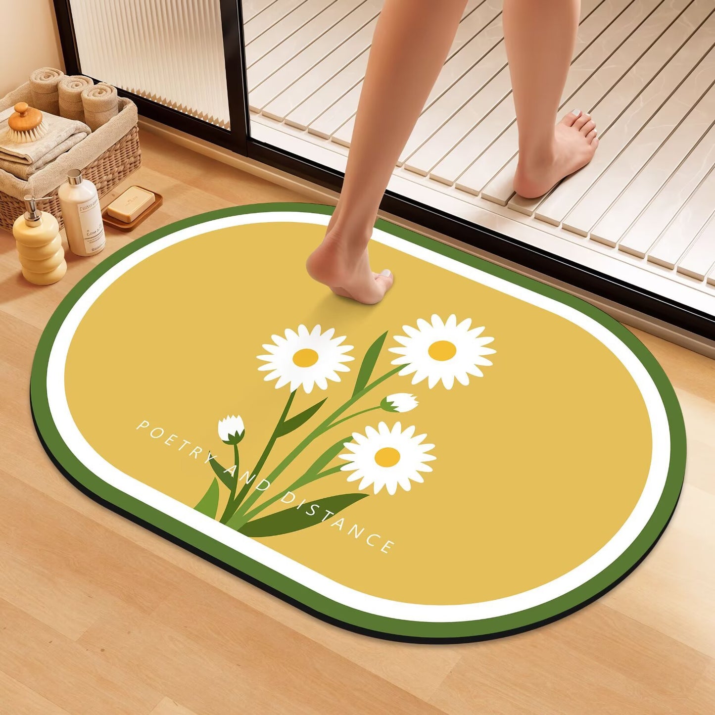 Künstlerische Florale Badematte Brehn
