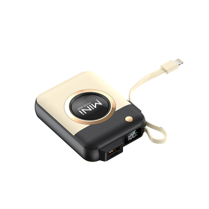 Tragbare Mini-Powerbank mit Integriertem Ladekabel und Innovativem Design Brehn
