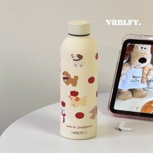 Damen Isolierflasche mit verspieltem Hunde-Motiv Brehn