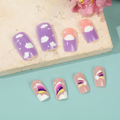 Kreatives Nail Art Set mit bunten Regenbogen- und Wolkenmotiven Brehn