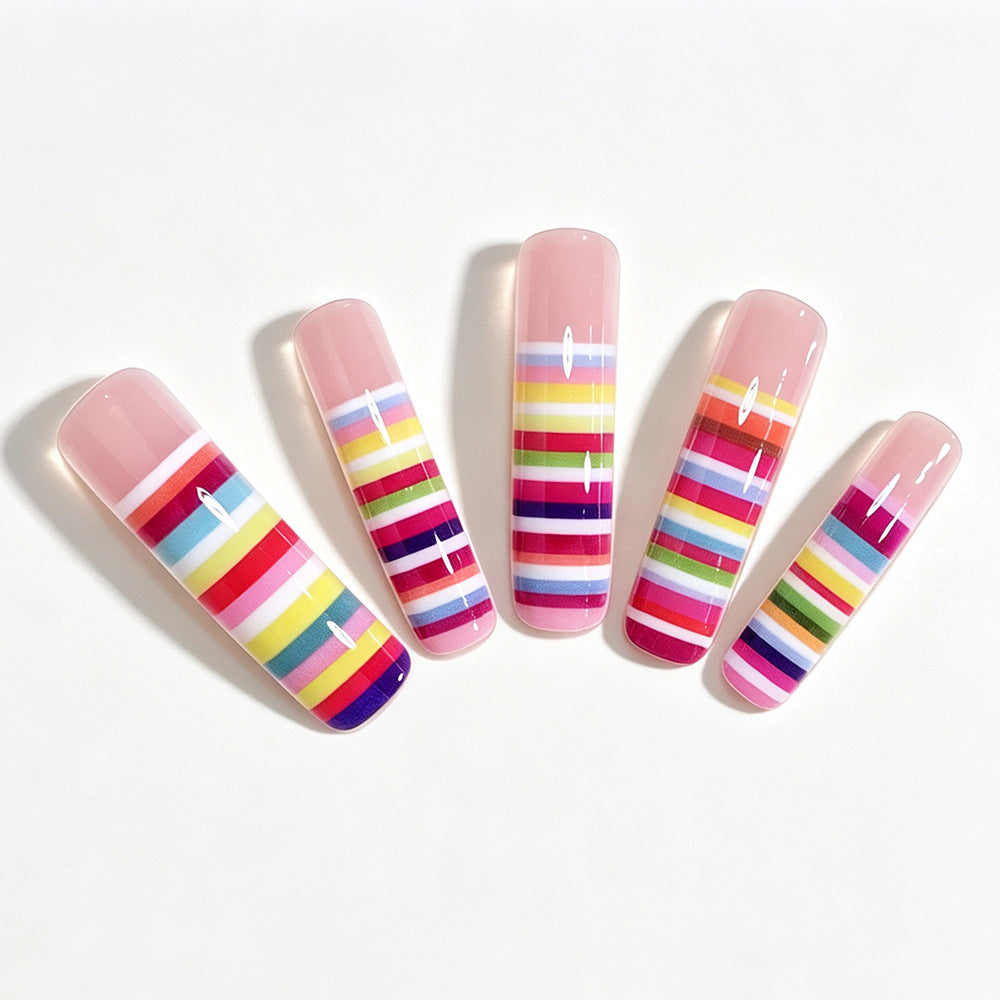 Bunte gestreifte Nagelkunst Tipps Brehn