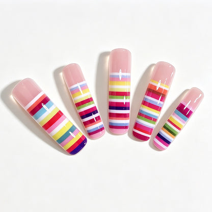 Bunte gestreifte Nagelkunst Tipps Brehn