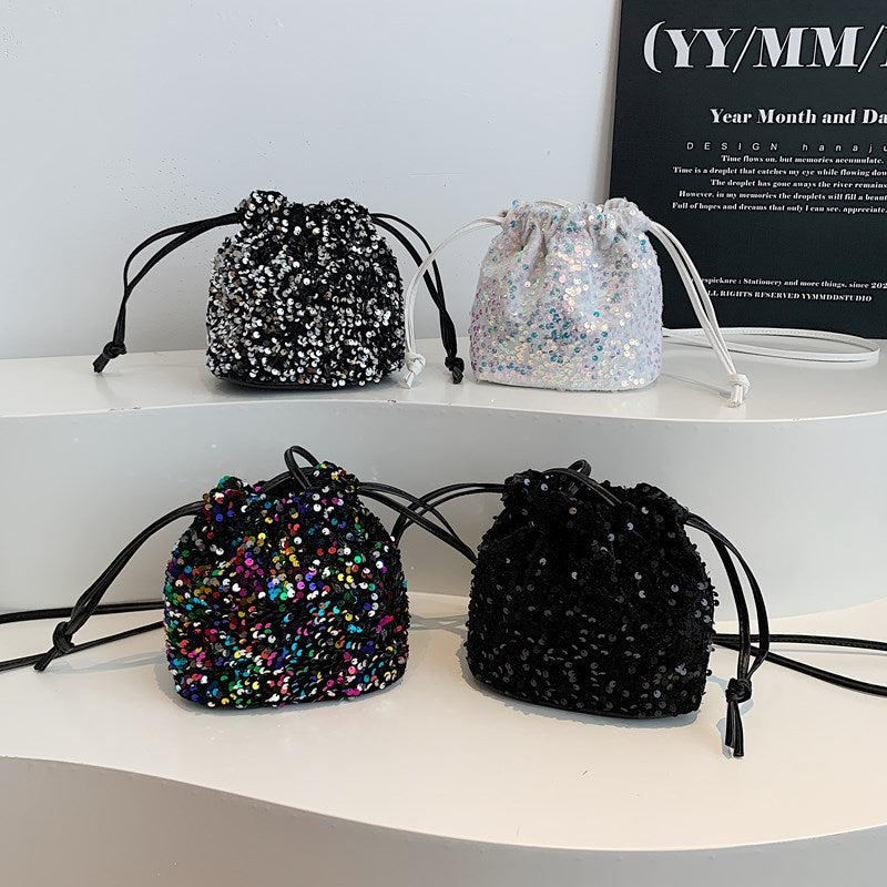 Glitzernde Pailletten Mini Tasche mit Kordelzug Brehn
