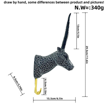 Wandhaken in Form eines stilisierten Einhorns Brehn