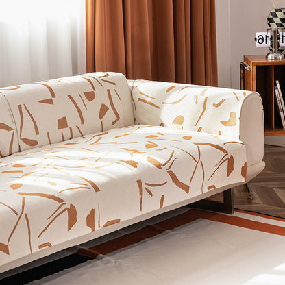 Stretch-Sofaüberwurf mit abstraktem Pinselstrich-Print und elastischem Bund Brehn
