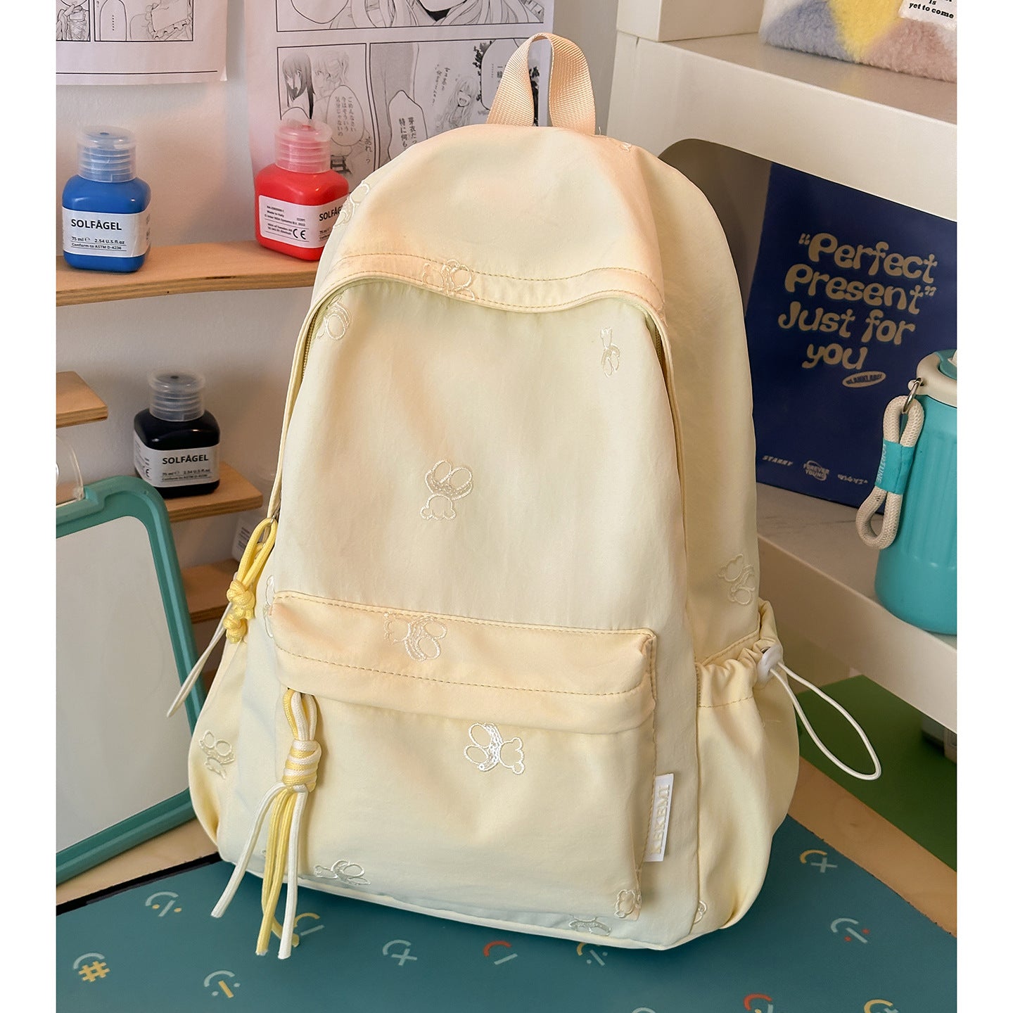 Niedlicher Charakter Bestickter Schulrucksack