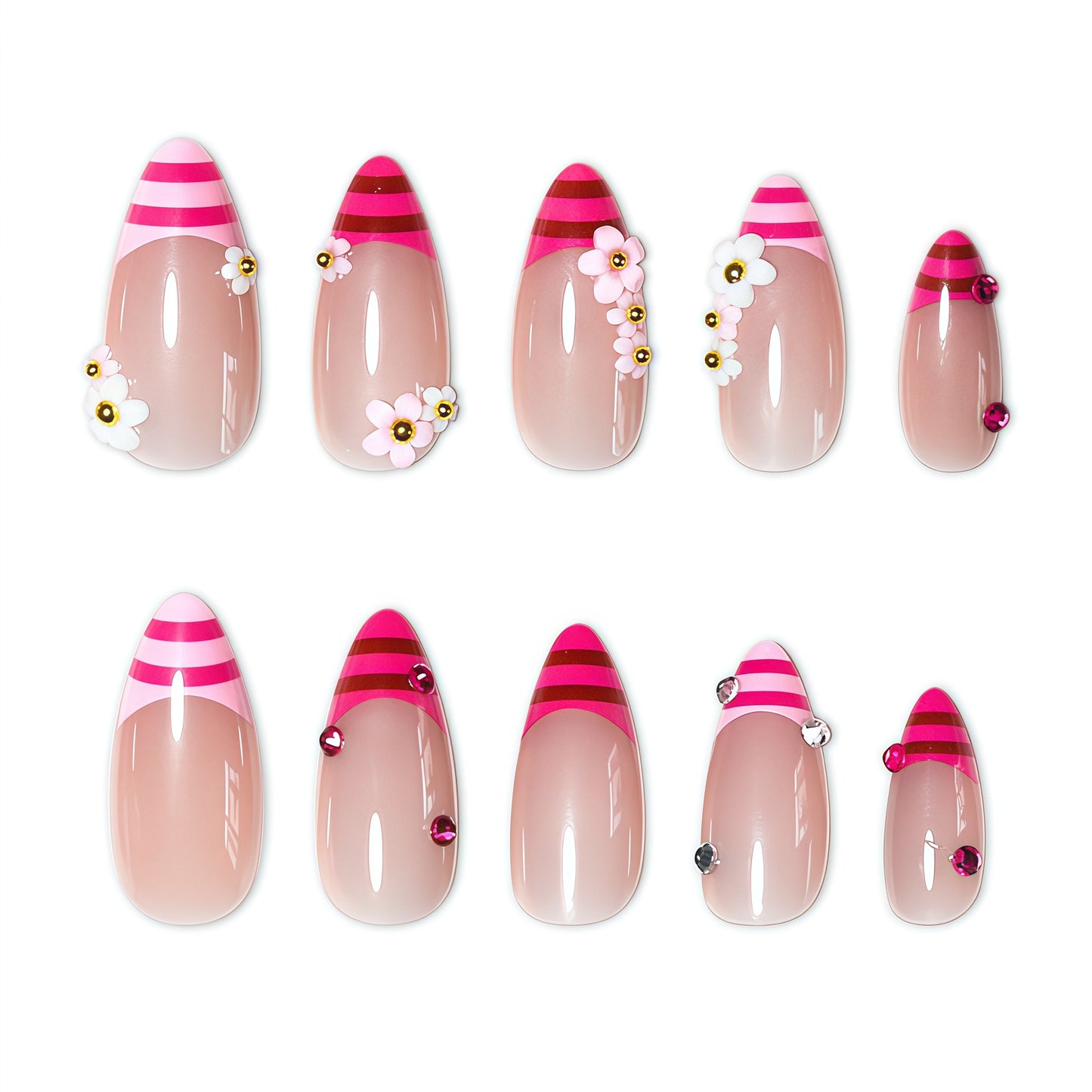 Elegante florale Nagelkunst Brehn