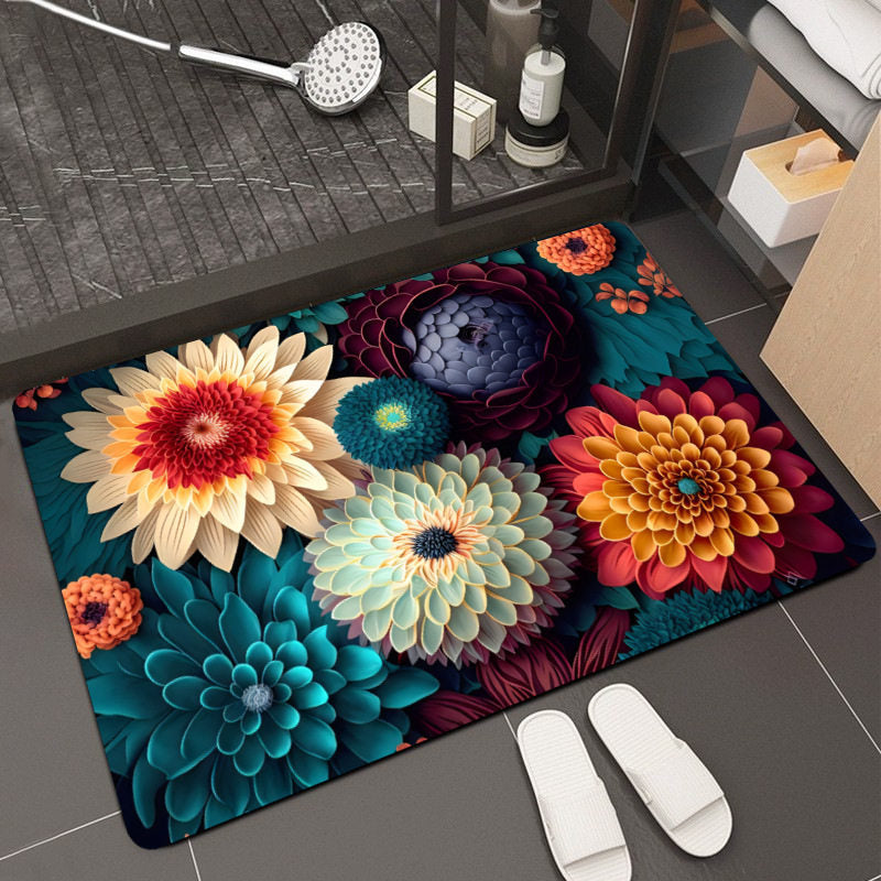 Floral Design Memory Foam Badteppich Brehn