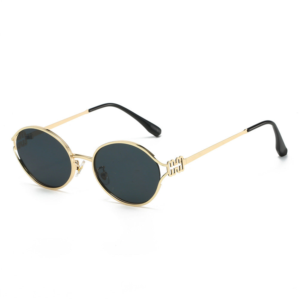 Runde Sonnenbrille mit Goldenen Akzenten Brehn