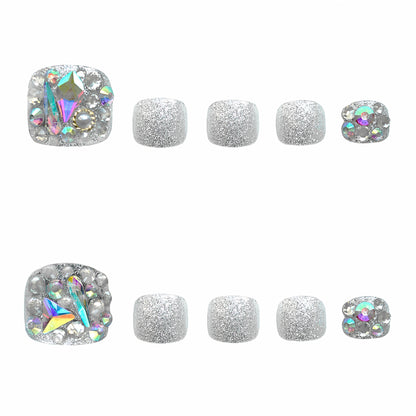 Funkelnde Strass Press-On Zehennägel Brehn