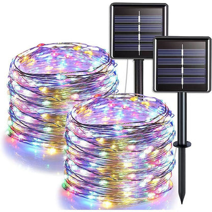 Solar Kupferdraht Feen Lichterkette mit Dual Stake Panels Brehn