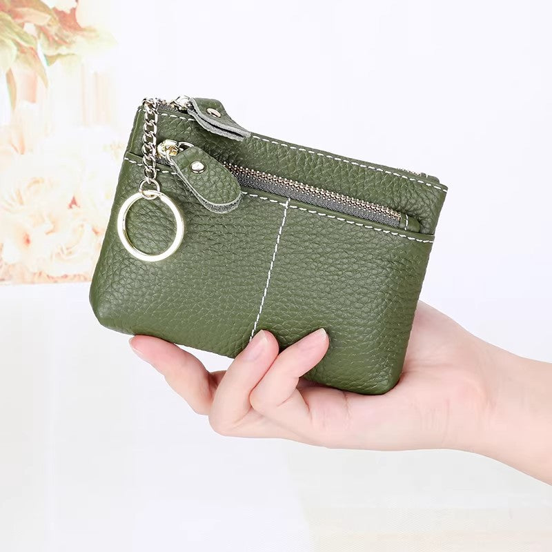 Premium Doppel-Zipper Leder Münzbeutel
