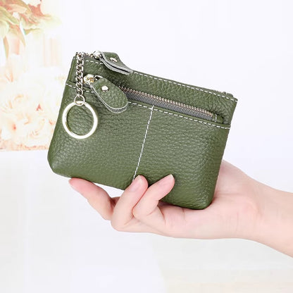 Premium Doppel-Zipper Leder Münzbeutel