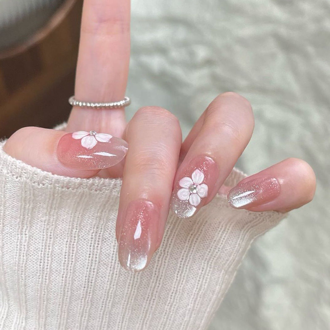 Dekorative Press-On Nagelverlängerungen mit floralem Design Brehn