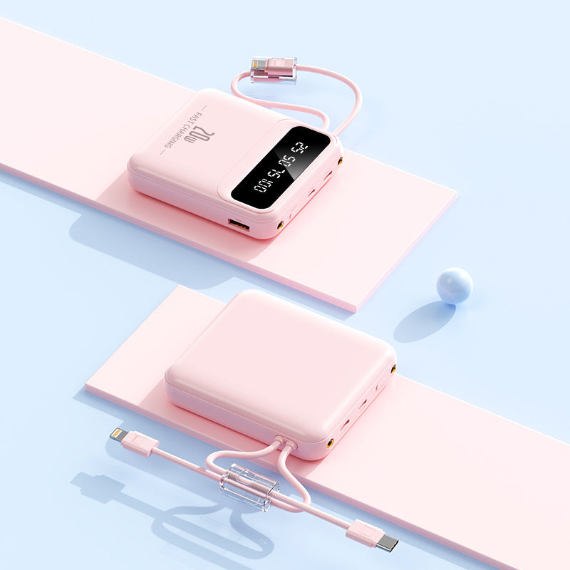 Tragbare Powerbank mit integriertem Ladekabel und digitaler Anzeige Brehn
