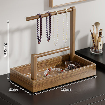 Holz Schmuck Organizer mit zwei Ebenen und Aufhängebügeln
