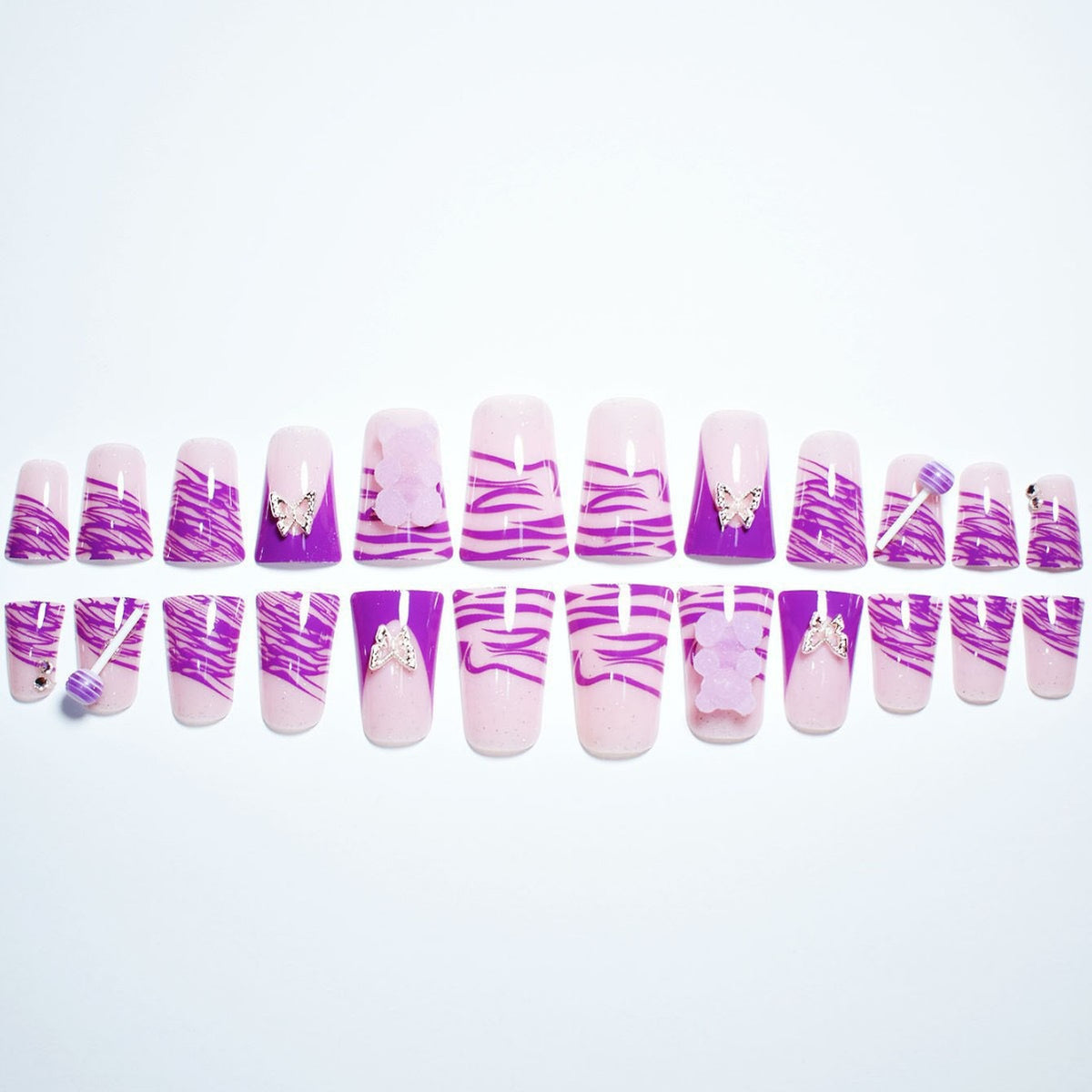 Kreatives Schmetterlings- und Süßigkeiten-inspiriertes Nagelset Brehn
