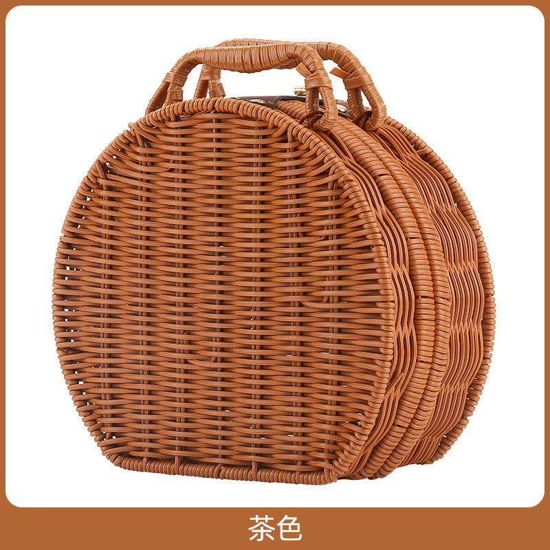 Damen Runde Wicker Handtasche Brehn