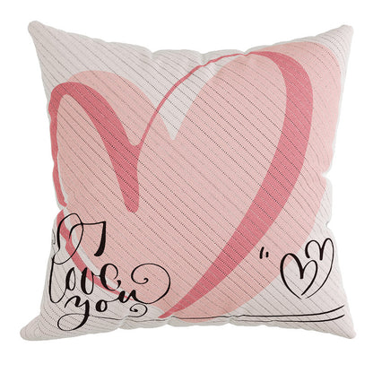 Textured Cotton-Linen Heart-Print Square Throw Pillow Cover with Concealed Zipper