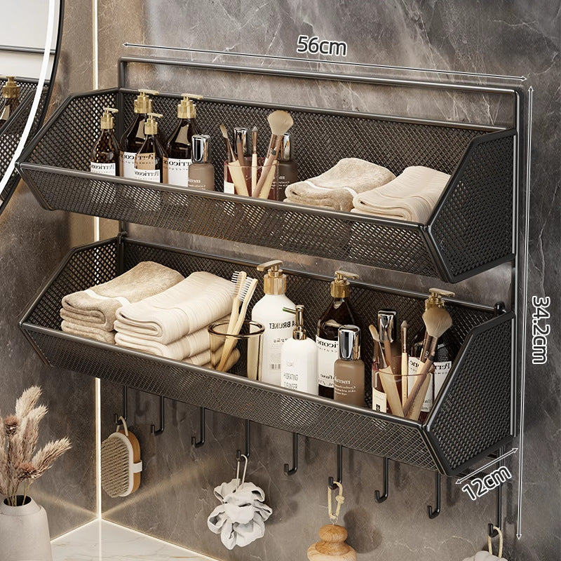 Wandmontierter Mesh-Badezimmer-Organizer-Regal