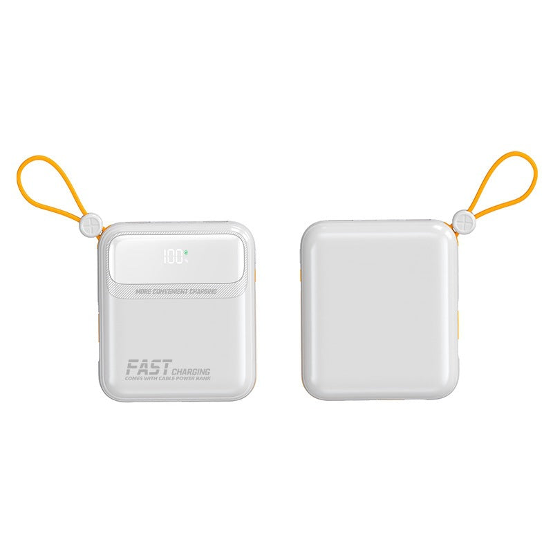 Tragbare Powerbank mit integriertem Ladekabel und digitaler Anzeige Brehn