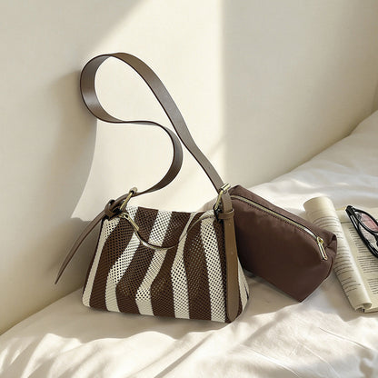 Texturierte Streifen Schultertasche