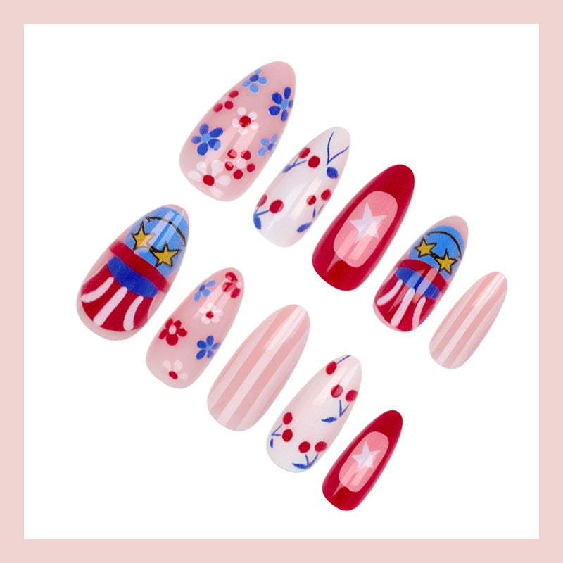 Kunstnagelset mit kreativen Blumen- und Sterndesigns Brehn