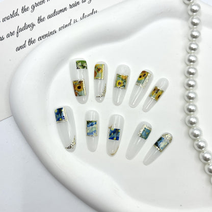 Künstlerisches Naturthemen-Press-On-Nagelset