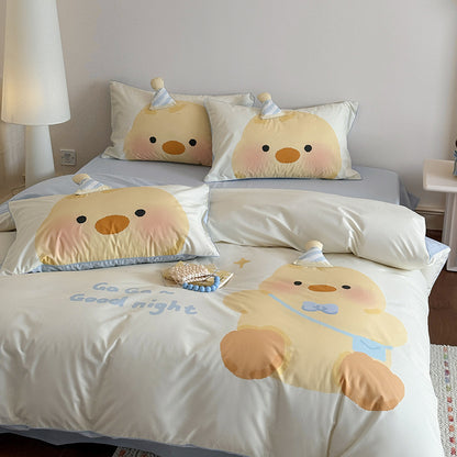Kinder Cartoon Bär Aubergine-Themen Bettwäsche Set mit Kissenbezügen
