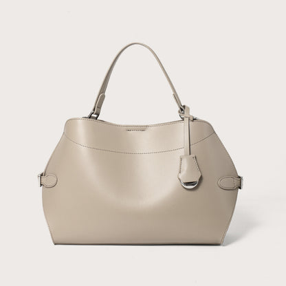 Strukturiert Glattes Leder Top-Handle Tote Bag mit Silber Hardware